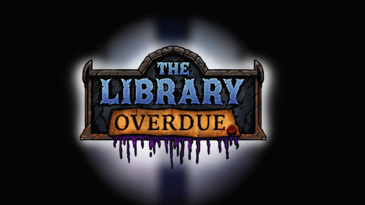 Tampilan visual slot The Library Overdue dengan tema perpustakaan gothic yang mencekam